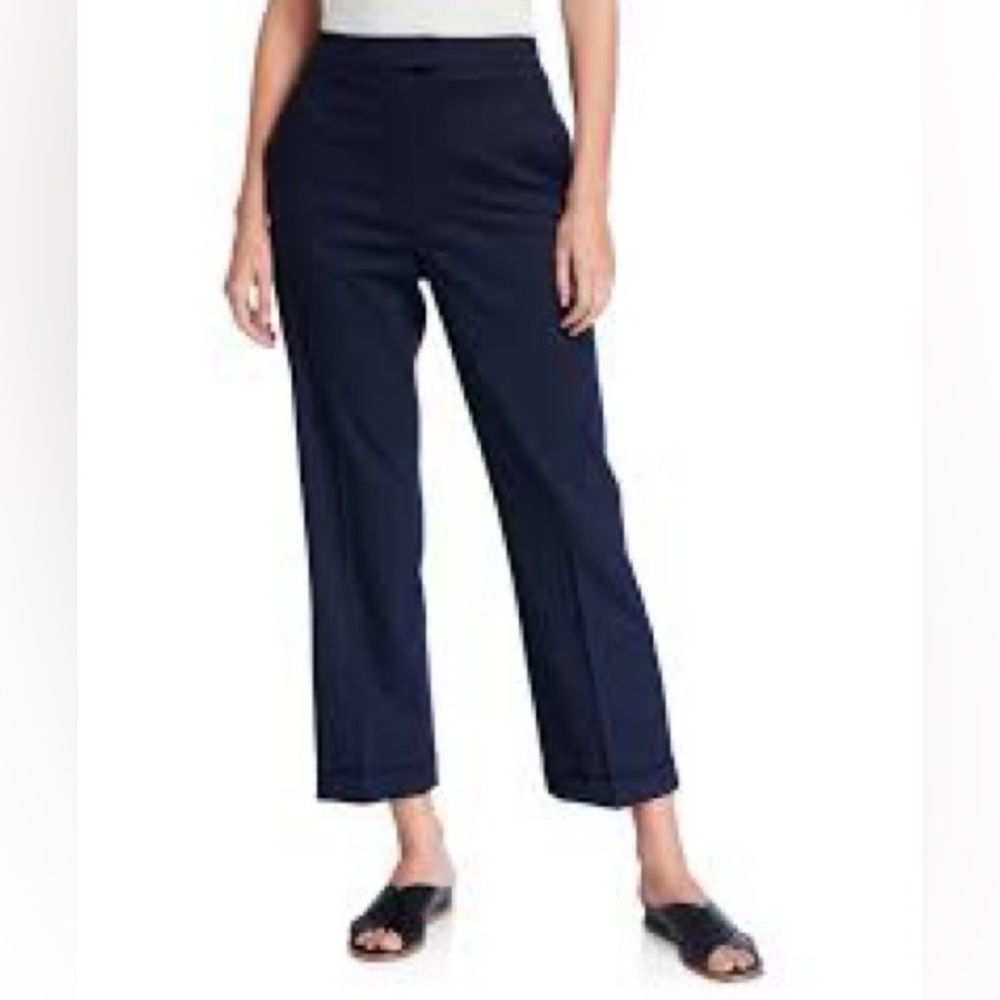 St. John Stretch Tropical Wool Cropped Pant With Bottom Cuff